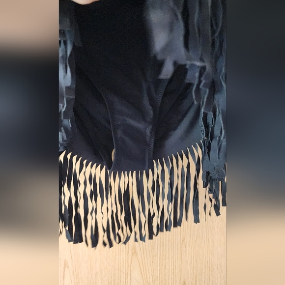 Black Ruched Mini Swim Skirt - Picture 4 of 6